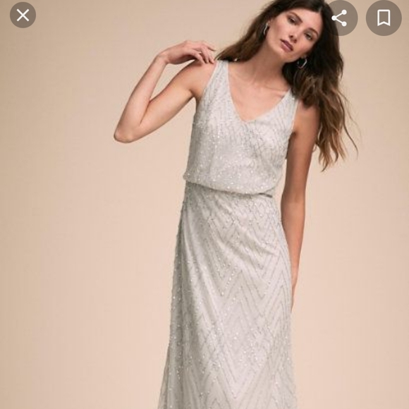 BHLDN Blaise Maxi Dress Size Size 10 light gray. - Picture 3 of 8